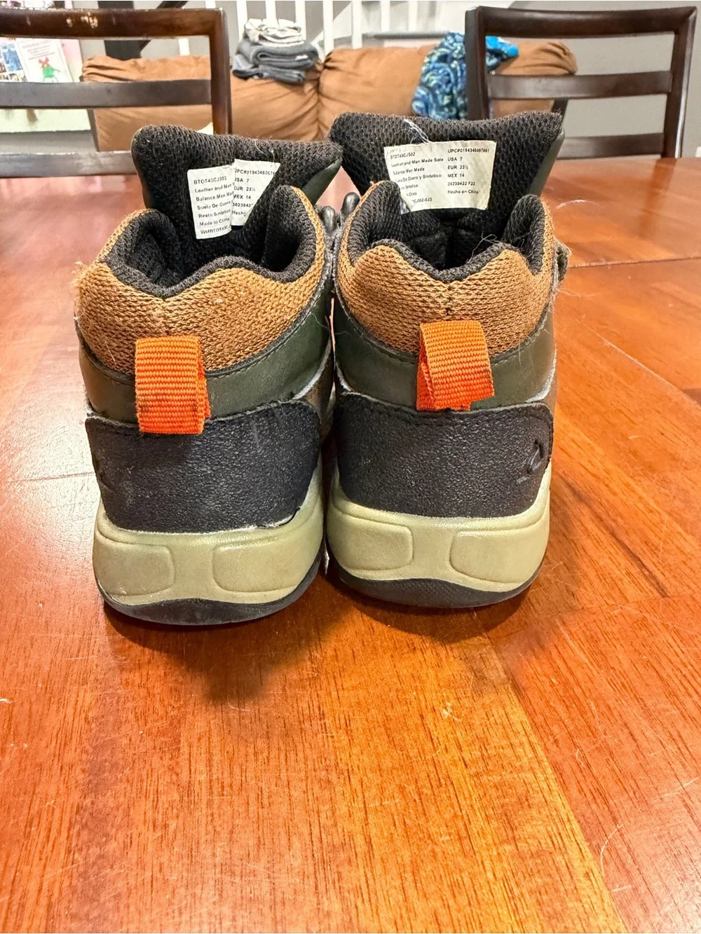 Ozark Trail Kids Olive Green and Orange Hiking Sneakers-Toddler 7